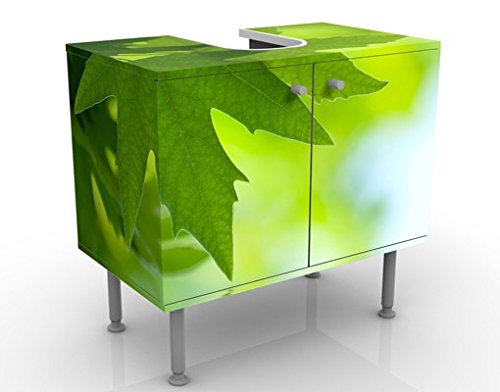 micasia Waschbeckenunterschrank 2 Türen Blumen höhenverstellbar mit Füßen - 60er Breite - originell Modern Unterschrank grün Bad Gäste WC Möbel mit Motiv 1267 von micasia