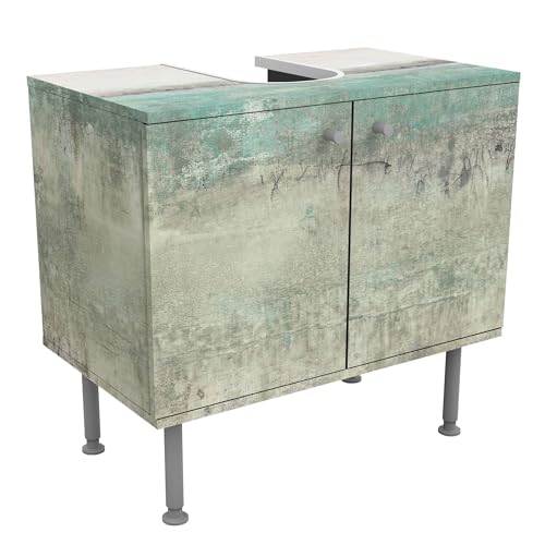 micasia Waschbeckenunterschrank 2 Türen Kunst höhenverstellbar mit Füßen - 60er Breite - originell Abstrakt Unterschrank türkis Bad Gäste WC Möbel mit Motiv 1717 von micasia