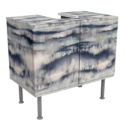 micasia Waschbeckenunterschrank 2 Türen Kunst höhenverstellbar mit Füßen - 60er Breite - originell Malerei Unterschrank blau Bad Gäste WC Möbel mit Motiv 1827 von micasia