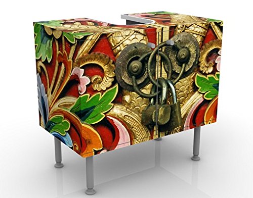 micasia Waschbeckenunterschrank 2 Türen Kunst höhenverstellbar mit Füßen - 60er Breite - originell Modern Unterschrank blau Bad Gäste WC Möbel mit Motiv 1254 von micasia