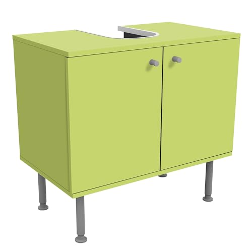micasia Waschbeckenunterschrank 2 Türen Motiv höhenverstellbar mit Füßen - 60er Breite - originell Unifarben Unterschrank grün Bad Gäste WC Möbel mit Motiv 1696 von micasia