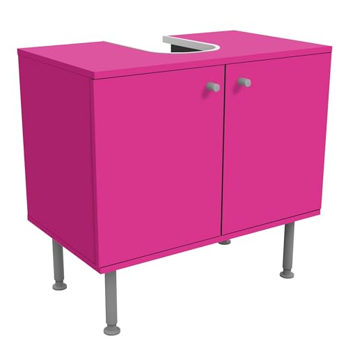 micasia Waschbeckenunterschrank 2 Türen Motiv höhenverstellbar mit Füßen - 60er Breite - originell Unifarben Unterschrank pink Bad Gäste WC Möbel mit Motiv 1862 von micasia