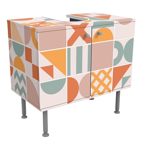 micasia Waschbeckenunterschrank 2 Türen Muster höhenverstellbar mit Füßen - 60er Breite - Geometrisch Fliesenoptik Unterschrank orange Bad Gäste WC Möbel mit Motiv 1681 micasia Waschbeckenunterschrank 2 Türen Muster höhenverstellbar mit Füßen - 60er Breite - Geometrisch Fliesenoptik Unterschrank orange Bad Gäste WC Möbel mit Motiv 1681 von micasia