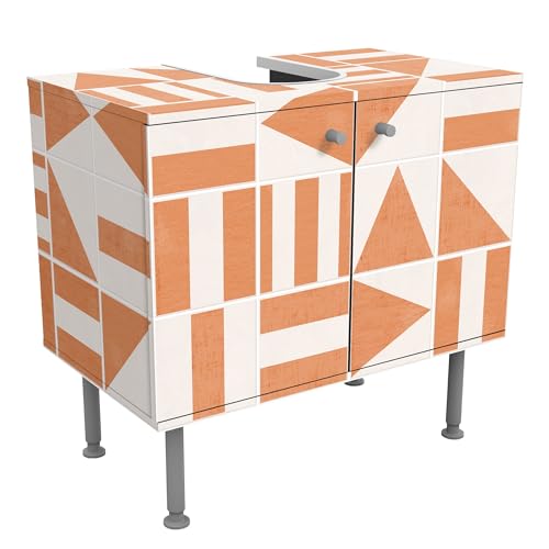 micasia Waschbeckenunterschrank 2 Türen Muster höhenverstellbar mit Füßen - 60er Breite - Geometrisch Fliesenoptik Unterschrank orange Bad Gäste WC Möbel mit Motiv 1683 micasia Waschbeckenunterschrank 2 Türen Muster höhenverstellbar mit Füßen - 60er Breite - Geometrisch Fliesenoptik Unterschrank orange Bad Gäste WC Möbel mit Motiv 1683 von micasia