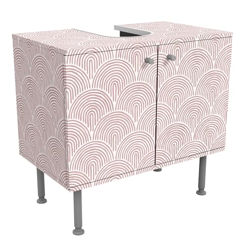 micasia Waschbeckenunterschrank 2 Türen Muster höhenverstellbar mit Füßen - 60er Breite - originell Abstrakt Unterschrank rosa Bad Gäste WC Möbel mit Motiv 1859 von micasia