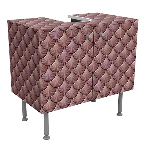 micasia Waschbeckenunterschrank 2 Türen Muster höhenverstellbar mit Füßen - 60er Breite - originell Fliesenoptik Unterschrank rosa Bad Gäste WC Möbel mit Motiv 1756 von micasia