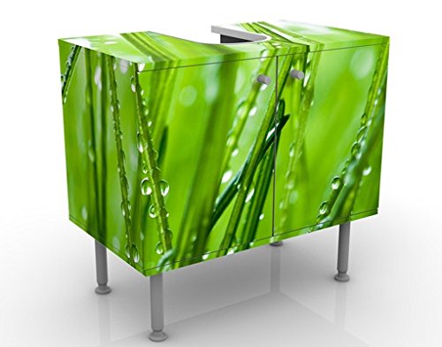 micasia Waschbeckenunterschrank 2 Türen Natur höhenverstellbar mit Füßen - 60er Breite - Gräser Modern Unterschrank dekorativ Bad Gäste WC Möbel mit Motiv 1397 von micasia