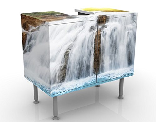 micasia Waschbeckenunterschrank 2 Türen Natur höhenverstellbar mit Füßen - 60er Breite - Wasserfall Modern Unterschrank braun Bad Gäste WC Möbel mit Motiv 1395 von micasia