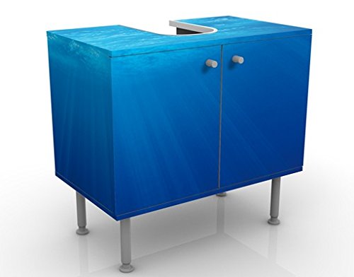 micasia Waschbeckenunterschrank 2 Türen Natur höhenverstellbar mit Füßen - 60er Breite - originell Modern Unterschrank blau Bad Gäste WC Möbel mit Motiv 1031 von micasia
