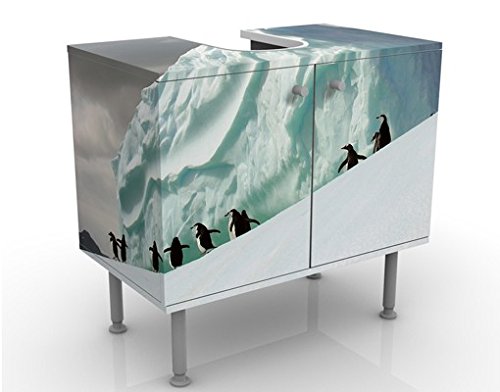 micasia Waschbeckenunterschrank 2 Türen Natur höhenverstellbar mit Füßen - 60er Breite - originell Modern Unterschrank dekorativ Bad Gäste WC Möbel mit Motiv 1030 von micasia
