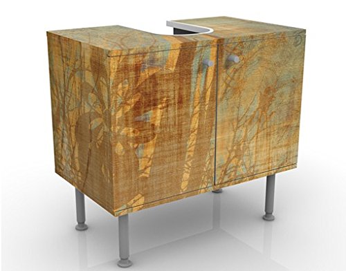 micasia Waschbeckenunterschrank 2 Türen Natur höhenverstellbar mit Füßen - 60er Breite - originell Modern Unterschrank dekorativ Bad Gäste WC Möbel mit Motiv 1080 von micasia