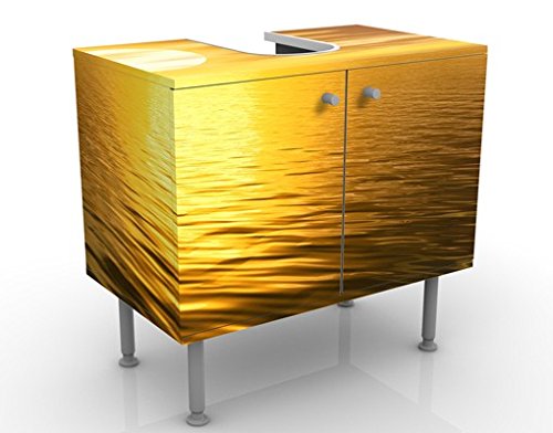 micasia Waschbeckenunterschrank 2 Türen Natur höhenverstellbar mit Füßen - 60er Breite - originell Modern Unterschrank dekorativ Bad Gäste WC Möbel mit Motiv 1256 von micasia