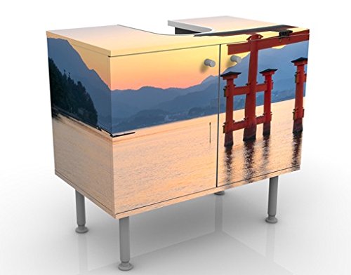 micasia Waschbeckenunterschrank 2 Türen Natur höhenverstellbar mit Füßen - 60er Breite - originell Modern Unterschrank dekorativ Bad Gäste WC Möbel mit Motiv 1598 von micasia