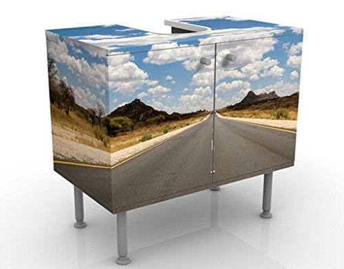 micasia Waschbeckenunterschrank 2 Türen Natur höhenverstellbar mit Füßen - 60er Breite - originell Modern Unterschrank schwarz Weiss Bad Gäste WC Möbel mit Motiv 1511 von micasia
