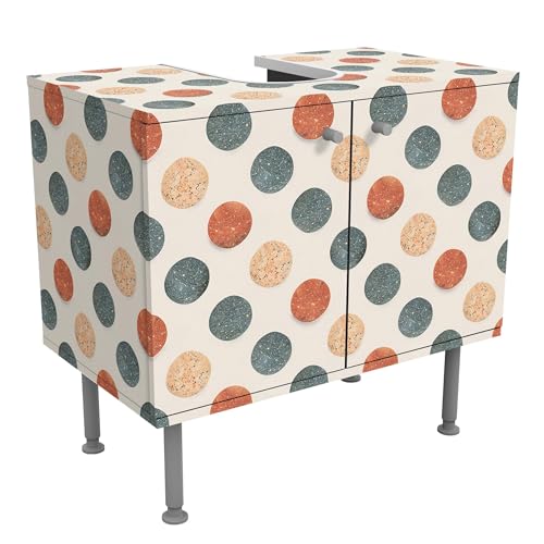 micasia Waschbeckenunterschrank 2 Türen Steinoptik höhenverstellbar mit Füßen - 60er Breite - originell Modern Unterschrank beige Bad Gäste WC Möbel mit Motiv 1792 von micasia