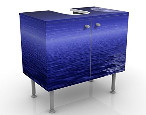 micasia Waschbeckenunterschrank 2 Türen Strand höhenverstellbar mit Füßen - 60er Breite - Meerblick Modern Unterschrank dekorativ Bad Gäste WC Möbel mit Motiv 1392 von micasia