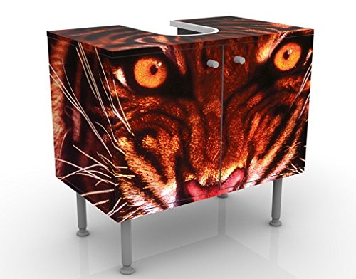 micasia Waschbeckenunterschrank 2 Türen Tiere höhenverstellbar mit Füßen - 60er Breite - Tiger Modern Unterschrank orange Bad Gäste WC Möbel mit Motiv 1643 von micasia