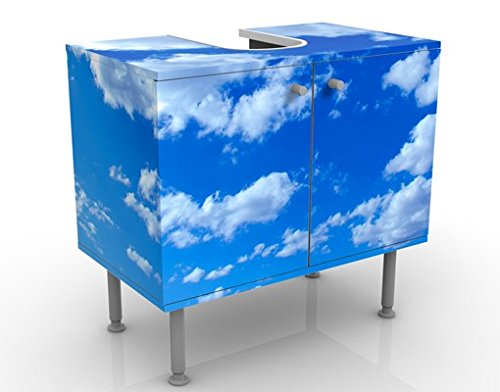 micasia Waschbeckenunterschrank 2 Türen Weltall höhenverstellbar mit Füßen - 60er Breite - originell Modern Unterschrank blau Bad Gäste WC Möbel mit Motiv 1647 von micasia
