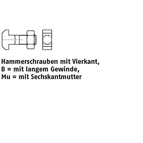 Hammerschrauben m. Mu DIN 186 Mu 4.6 BM 16 x 70 VE=S 10 Stück Hammerschrauben m. Mu DIN 186 Mu 4.6 BM 16 x 70 VE=S 10 Stück von michl