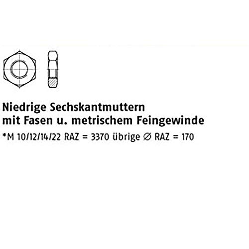 Sechskantmu. mit Fasen ISO 8675 04 M 16 x 1,5 galv. verzinkt gal Zn VE=S 50 Stück von michl