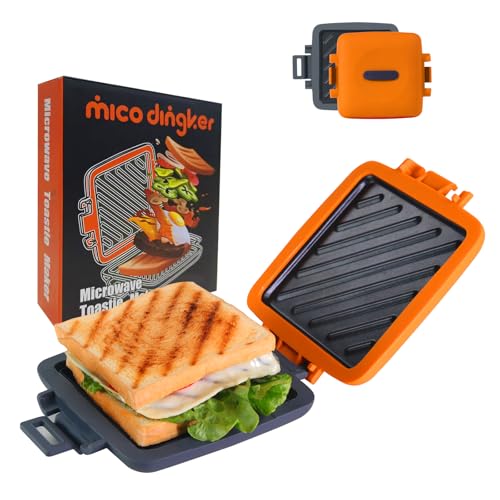 Mico Dingker Sandwichmaker, Sandwichtoaster für Mikrowelle, Antihaftbeschichteter Sandwich-Toaster, Panini Sandwichplatten, Wireless, Gelb von mico dingker