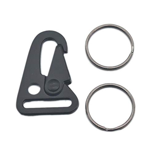 micoshop 5 Sets 25 mm 2,5 cm Olecranon Haken Sling Clips Triglides Federtor-Schnappverschluss mit Schlüsselring für Gurtband, Tasche, Schnallen, schwarz von micoshop