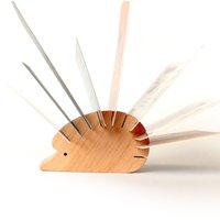 Hölzerner Schreibtisch Organizer Igel /S/ - Foto, Visitenkarte, Notizkartenhalter von mielasiela