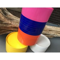 Heller Massimo Vignelli 1970Er Jahre Staplungs-Geschirr Teller + Server Bowl-Set Mid Century Melamin Melmac Picknick Space Age Set Bestehend Aus 33 von mightyMODERN