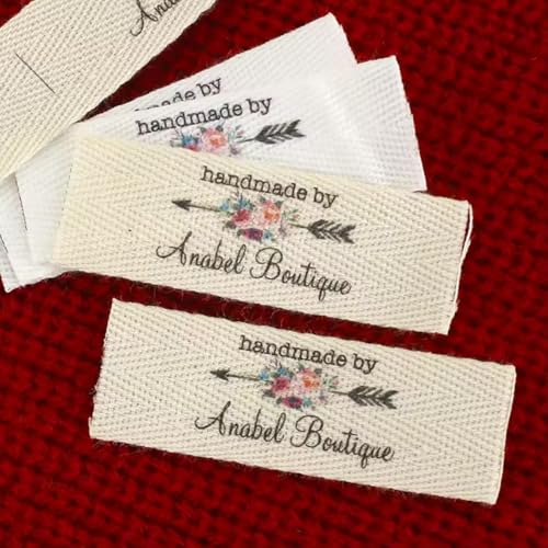 20/50/100 Stück individuelle Stoffetiketten for Kleidung, personalisierte Köperbandetiketten, Nähzubehör, Logo-/Namensschilder, 20 x 60 mm von miguha