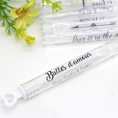 DIY 100 STÜCK Hochzeitsblasenetiketten Personalisierte transparente Aufkleber, Blasenstab-Etikett klar, Individueller Hochzeits-Gaststift von miguha