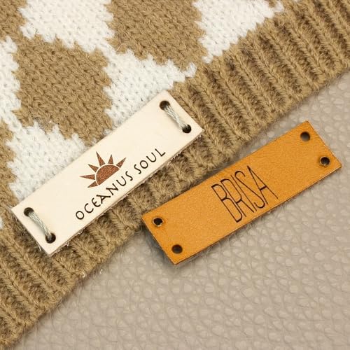 Miguha 10 Stück personalisierte Nähanhänger aus Leder mit individuellem Logo oder Text for Mützen, Häkel- und Handarbeiten, Kleideretiketten, DIY-Zubehör 15 x 50 mm von miguha