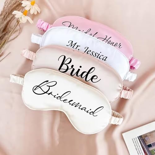 Miguha Personalisierte Schlafende Satin-Augenmaske, benutzerdefinierter Text, Monogramm, Single-Girl-Party, Übernachtungsgeschenk, imitierte Seiden-Augenmaske, bequem von miguha