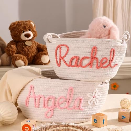 Miguha Personalisierter Baby Shower Korb mit personalisiertem Namen, Baby Spielzeugbox, Aufbewahrungskorb aus Baumwollseil, Geschenke for Neugeborene, Organizer for Welpen Miguha Personalisierter Baby Shower Korb mit personalisiertem Namen, Baby Spielzeugbox, Aufbewahrungskorb aus Baumwollseil, Geschenke for Neugeborene, Organizer for Welpen von miguha