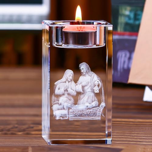 Miguha Personalisierter Foto-Kristall-Kerzenhalter, personalisiertes 3D/2D-Bild, Kerzenständer, Gedenkgeschenke for Mama, Papa, Geliebte, Hunde(10cm/4 in) von miguha