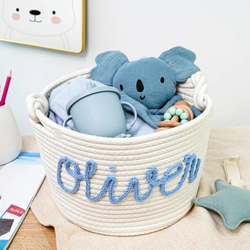 Miguha Personalisierter Spielzeugkorb, Personalisierter Baby-Namenskorb, Handgemachte Windelbox aus Seilbaumwolle, Babyparty, Welpe Haustierkorb Organizer Geschenk Miguha Personalisierter Spielzeugkorb, Personalisierter Baby-Namenskorb, Handgemachte Windelbox aus Seilbaumwolle, Babyparty, Welpe Haustierkorb Organizer Geschenk von miguha