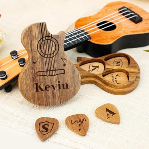 Miguha Personalisiertes Gitarren-Pick-Etui, personalisierte Gitarren-Picks-Box und -Picks, Plektrum-Halter, Paddle-Organizer for akustische und elektrische Gitarren von miguha
