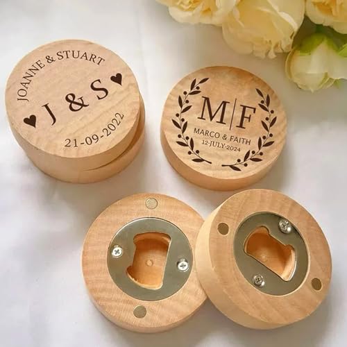 Personalisierter Magnetischer Flaschenöffner Aus Holz Hochzeitsgeschenke Und Geschenke Individuell Gravierter Kühlschrankmagnet Aus Holz Hochzeit(40pcs) von miguha