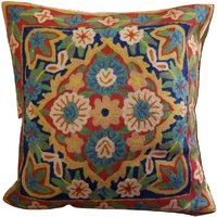Exklusiver Handgemachter Weicher Kissenbezug 16 "x 16" - Flora | Braun Grün Rot von miihandicrafts