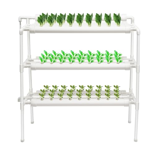 miihgnos Hydroponic Grow Kit 90 Löcher 10 Rohr Hydroponic System PVC-U-Rohre 3-Layer Hydroponisches Anzuchtsystem, Erdlose Pflanzenanbau-Systeme für Balkon Garten Terrassenbepflanzung von miihgnos