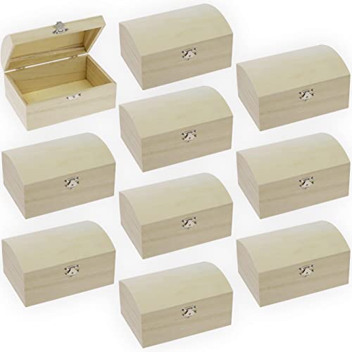 miimago | 10er SPARSET | Kleine Holzkiste mit Deckel und Metallverschluss | 16,5 x 11 x 8,5 cm | Schatzkiste Schatztruhe Box klein Geschenkbox | Geschenk für Geburtstag Aufbewahrungsbox Holz Holzbox von miimago