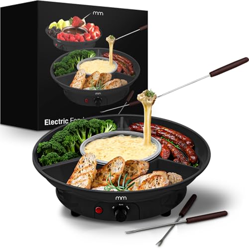 MikaMax Elektrisches Fondue-Set – Fondue für Käse und Schokolade, Electric Fondue, 260 ml – Inklusive 2 Gabeln von mikamax