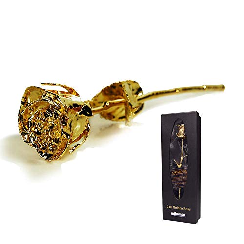 mikamax - Goldene Rose - 24 Karat Echtheitszertifikat - Luxuriöse Box- Eingetaucht in Gold - 30 cm von mikamax