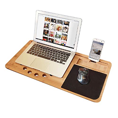 mikamax - Lapzer - Bambus laptop unterlage - Betttisch - Laptop Schreibtisch- Laptoptisch - Knietablett - Schoßtablett - 59 x 31 x 2 cm von mikamax