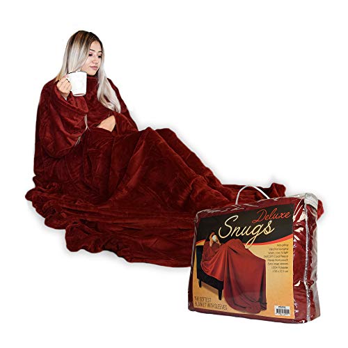 mikamax - Snugs Deluxe - Fleecedecke mit Ärmeln - Deluxe - Kuscheldecke - Super weich - Rot von mikamax