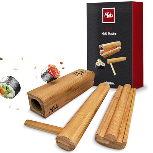 mikamax - Maki Master Sushi Set - Sushi Maker - 100% Bambus - Sushi selbst machen Set - Sushi-Kit von mikamax