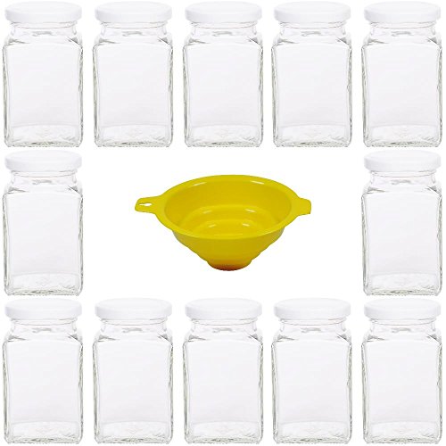 12 x Einmachglas 260 ml mit PVC freiem Schraubverschluss inkl. Einmachtrichter von mikken