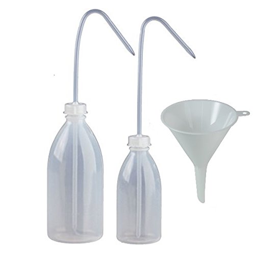 2er Set Laborflasche Waschflasche 1 x 250ml und 500ml aus Kunststoff BPA frei - made in Germany - inkl. Einfülltrichter von mikken