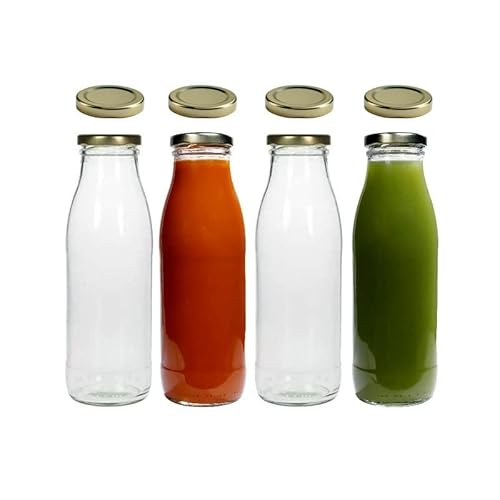 4 Glasflaschen 500 ml mit 8 Deckeln inkl. Etiketten 4 Glasflaschen 500 ml mit 8 Deckeln inkl. Etiketten von mikken