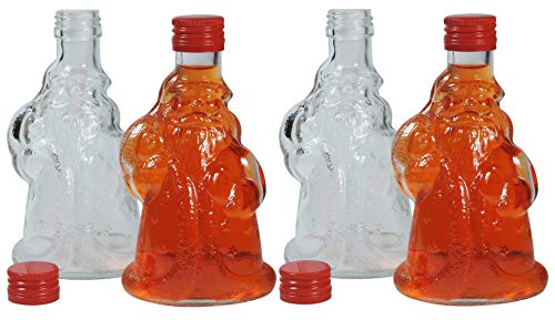 4 x Glasflasche Weihnachtsmann 200 ml Weihnachtsflasche inkl. Trichter von mikken