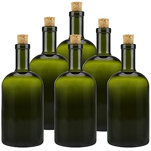 mikken 6 x grün/braune Glasflasche 500 ml Ölflasche mit Korken von mikken